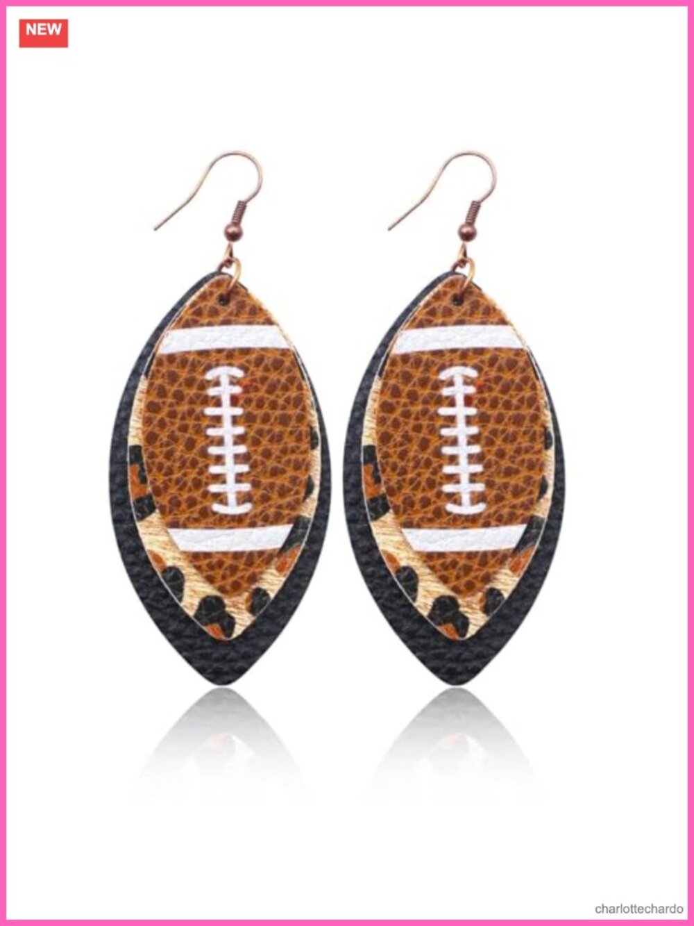 Leopard Print Football Game Day Leather Earrings for Women
